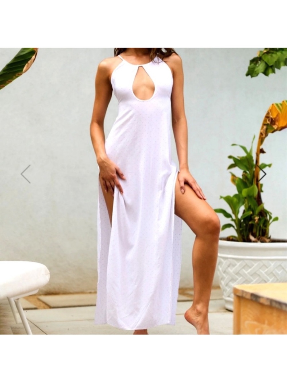 Beach Bunny Tropic White Keyhole Maxi Swim Coverup